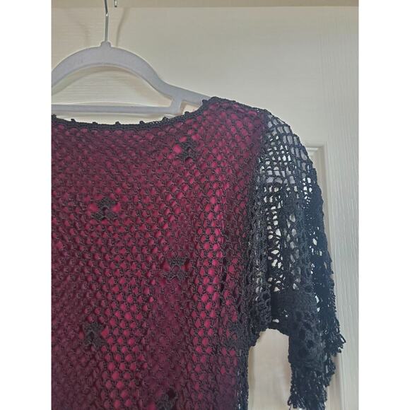 Kroshetta By Papillon Handmade Witchy Crochet Beaded Fringe Midi Dress Sz Medium - Picture 9 of 12